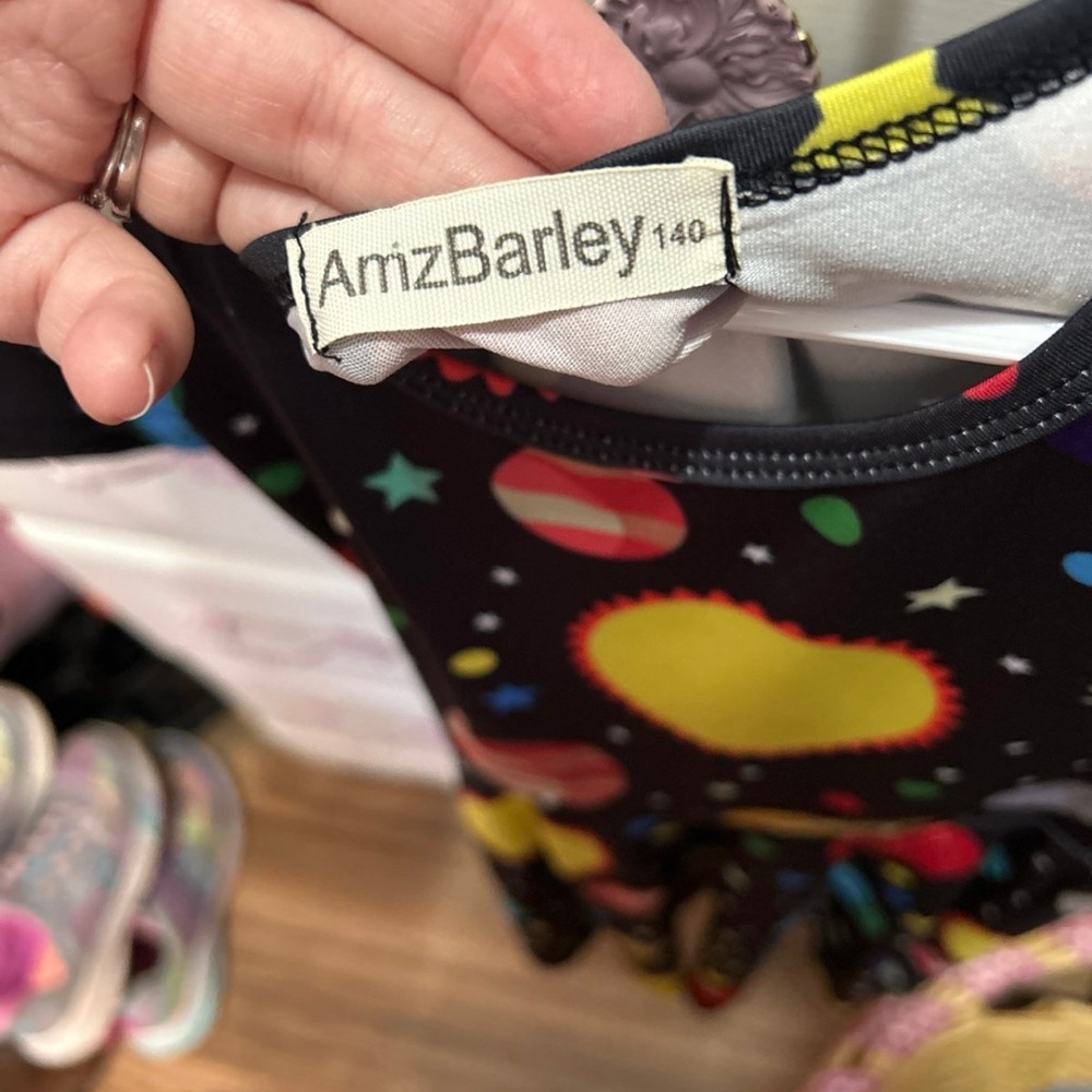 Colorful Planet Print Kids Dress - Picture 2 of 3